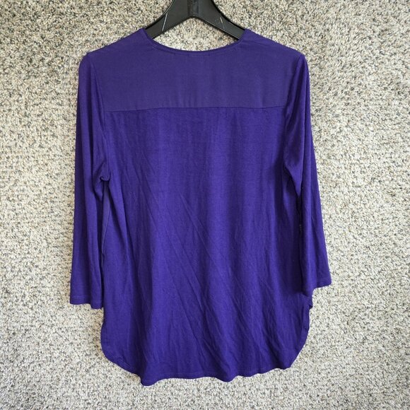 Chicos‎ Top Womens 0 US Small Purple Zip Long Sleeve Blouse Stretch Rayon - Picture 7 of 7